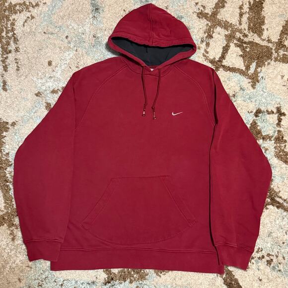2000s Nike Maroon Red Essential Hoodie Size Large Y2K Streetwear - Picture 1 of 5